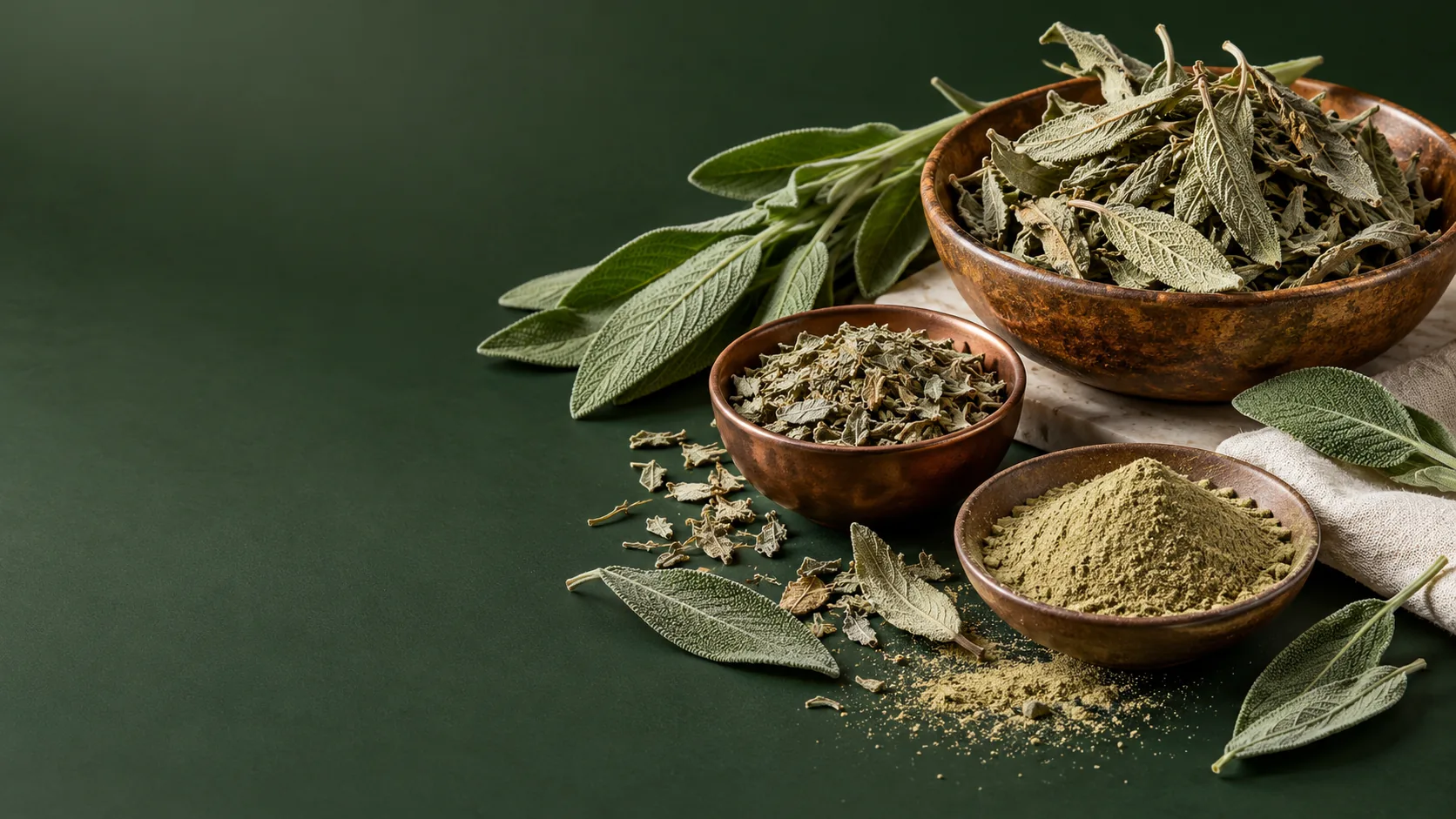 dried sage herbs arranged in a luxury ingredient studio
