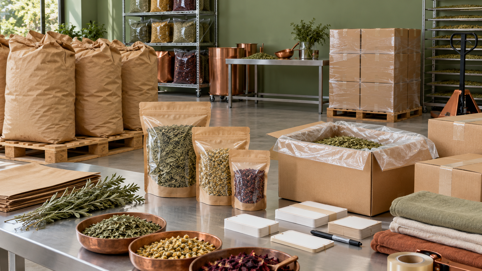Human herb packaging and fulfillment desk