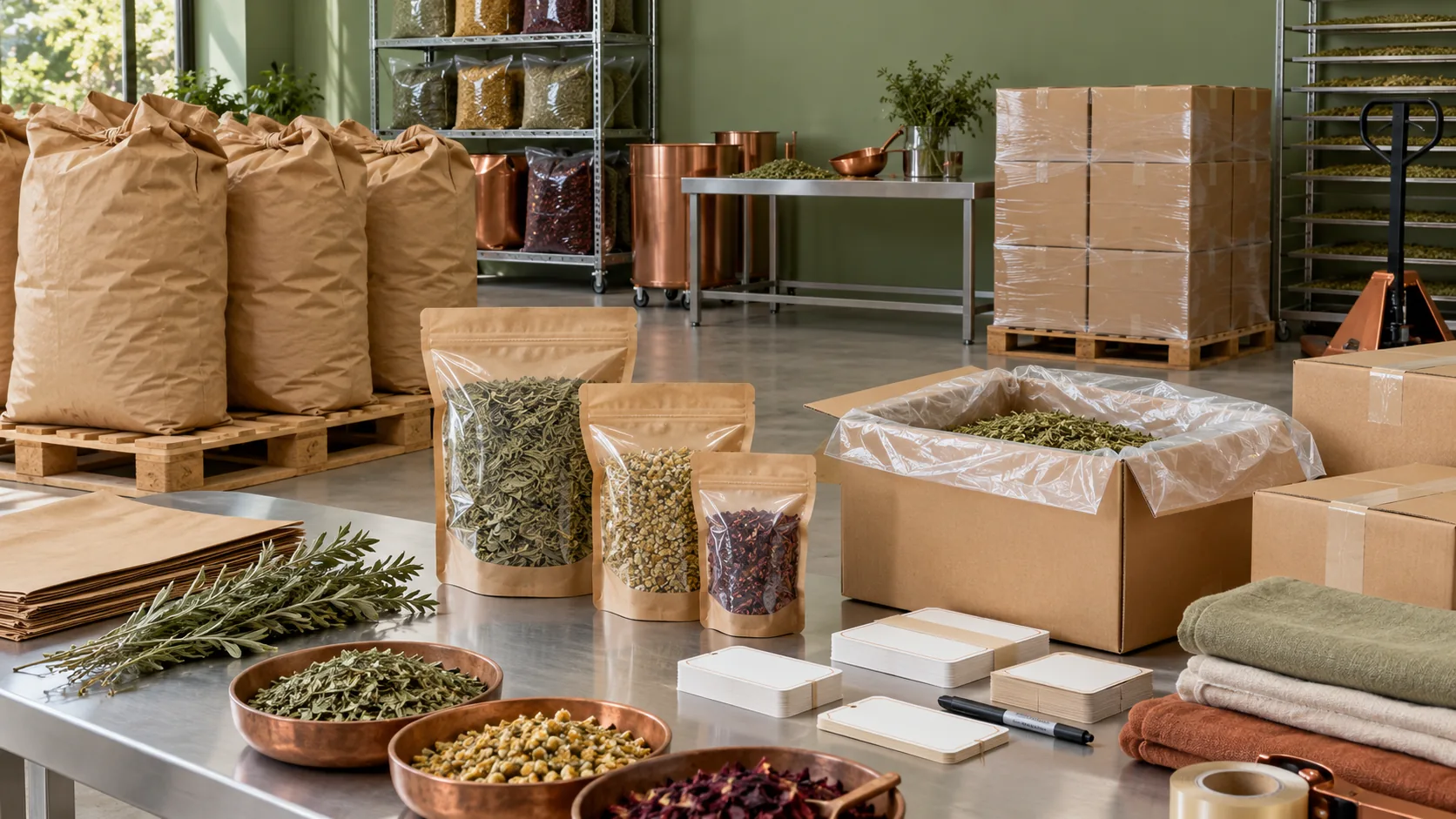 Human herb packaging and fulfillment desk